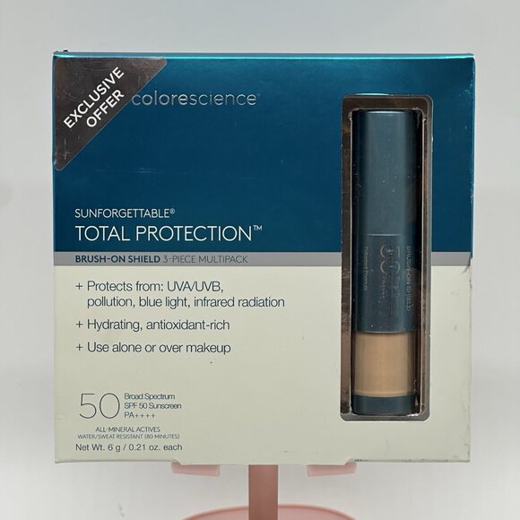 Colorescience Sunforgettable Total Protection Brush-On SPF 50, Medium 3 Pack NEW - Picture 2 of 7